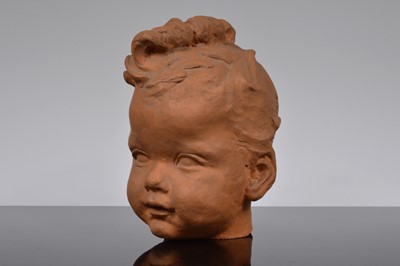 Lot 111 - A c1970s terracotta pottery bust of a child's head