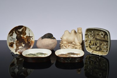 Lot 114 - Four Royal Copenhagen porcelain dishes and two other items