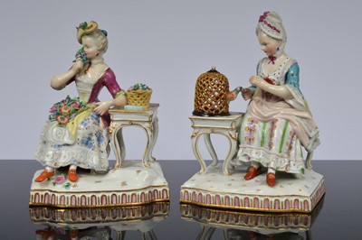 Lot 118 - Two Meissen porcelain elegant seated ladies