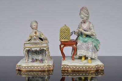 Lot 120 - Two Continental porcelain elegant seated ladies