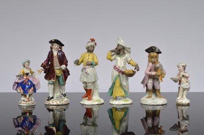 Lot 125 - Six Dresden and Continental porcelain figures