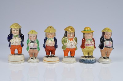 Lot 131 - Six Staffordshire pottery figural items