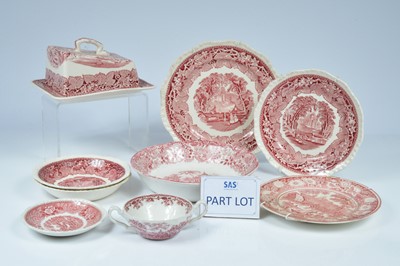 Lot 137 - A collection of red transfer printed pottery
