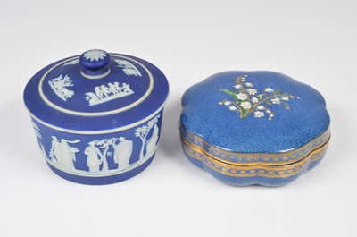 Lot 141 - A Wedgwood Jasperware pot and cover and another