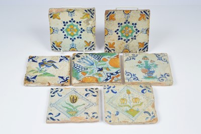 Lot 143 - Seven 18th century Dutch pottery tiles