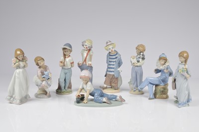 Lot 152 - Eight Lladro porcelain Collectors Society figures and a Nao porcelain figure