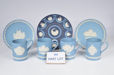 Lot 173 - Fifteen Wedgwood Jasperware Christmas tankards and three Christmas plates