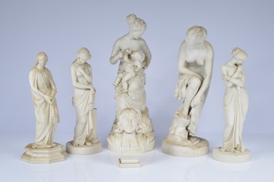 Lot 176 - A group of six Victorian and later Parian figures