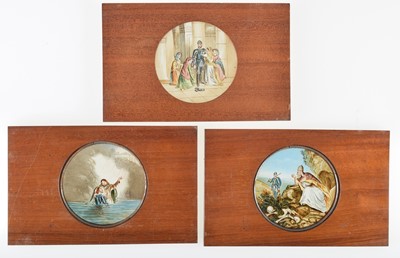 Lot 30 - Twenty Three Round Image of Holy Man & His Encounters With Others Mahogany Mounted Magic Lantern Slides