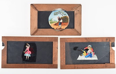 Lot 31 - Thirty Mechanical Mahogany Mounted Magic Lantern Slides